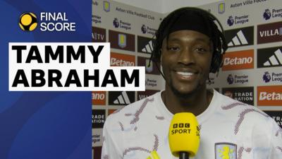 Tammy Abraham smiling in his post-match interview with BBC Sport