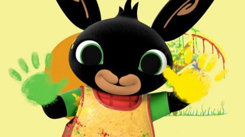 Bing with paint on his hands. 