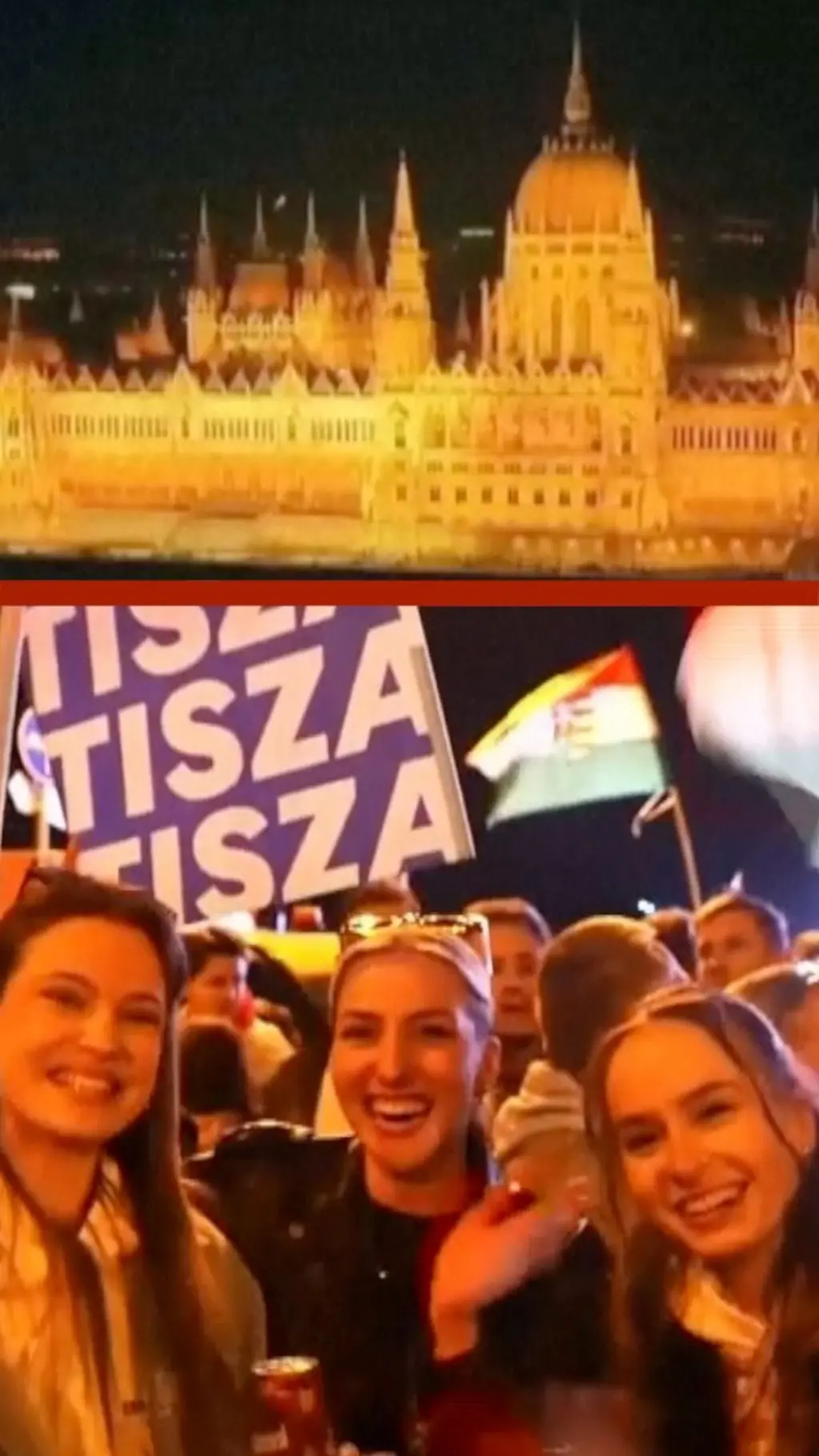 හංගේරියාවේ දැවැන්ත මැතිවරණ ප්‍රතිඵලවලින් පසු, ජනතාව රාත්‍රි සාද පවත්වන අයුරු