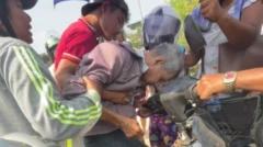 စက်သုံးဆီ တန်းစီရင်း မူးလဲလို့ ကူညီပေးနေကြသူတွေ