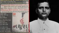 'हुं नथुराम' (मी नथुराम) नाटकाची वृत्तपत्रातील जाहिरात.