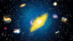 ब्रह्माण्डमा आकाशगङ्गा र ताराहरूको साङ्केतिक चित्राङ्कन