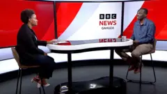 Umuvugabutumwa Chris Ndikumana ari kumwe na Gisele Berwa muri Studio za BBC i Nairobi