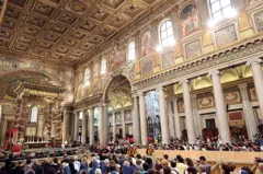 View of the interior of the Santa Maria Maggiore basilica