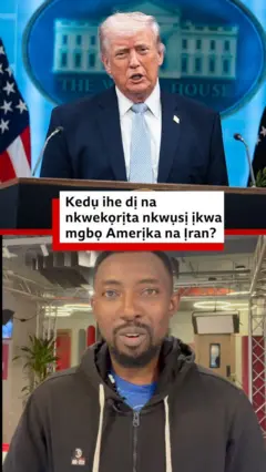 Onyeisiala mba Amerịka bụ Donald Trump na onye ntaakụkọ BBC.