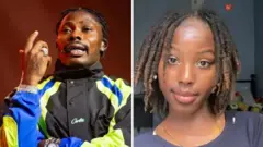 Ifoto ifatanyije igaragaza umukobwa n'umugabo. 