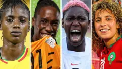 Aissata Traore (Mali), Barbra Banda (Zambie), Asisat Oshoala (Nigeria) et Sanaa Mssoudy (Maroc) 