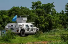 সুদানের জাতিসংঘ শান্তিরক্ষী বাহিনীর একটি গাড়ি