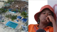 Aworan awoku Landmark Beach Resort ati ọkan lara awọn oṣiṣẹ rẹ to fi ọwọ ti ẹnu