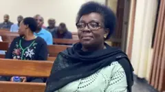 Victoire Ingabire mu rukiko ubwo yari ategereje guhabwa umwanya ngo yumvwe, tariki 19 Ukwa gatandatu 2025