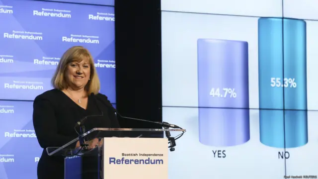 苏格兰公投首席点票官皮凯斯利宣布最后结果。
