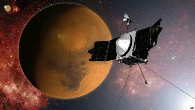 Fotomontaje de la Maven en Marte