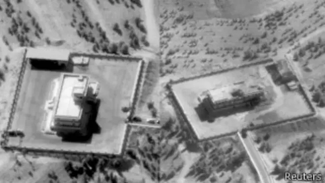 آمریکا میگوید این یکی از مراکز فرماندهی 'داعش' در سوریه بوده که بمباران کرده است - تصویر سمت چپ، پس از حمله است