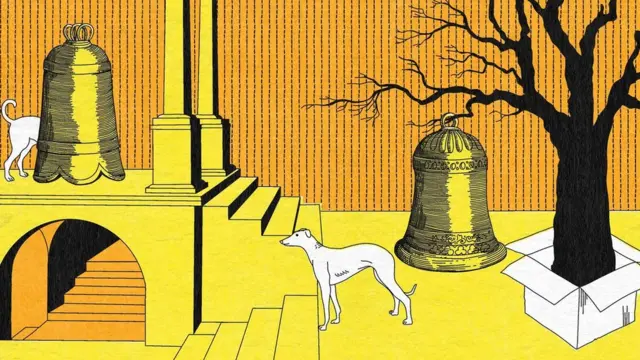 개와 종이 그려진 일러스트레이션