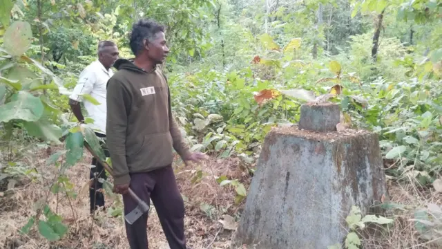 चोकेश्वर उईके काचेपार डोंगरात 99 टक्के लोखडं आहे, असं सांगताना...