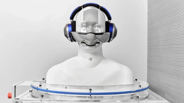 Dyson headphones on a dummy