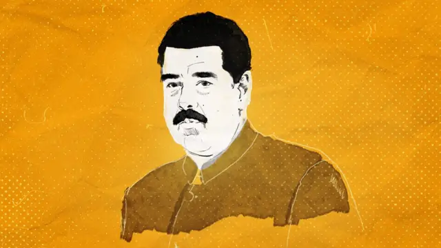 Hình minh họa Nicolás Maduro với hai màu đen trắng trên nền vàng