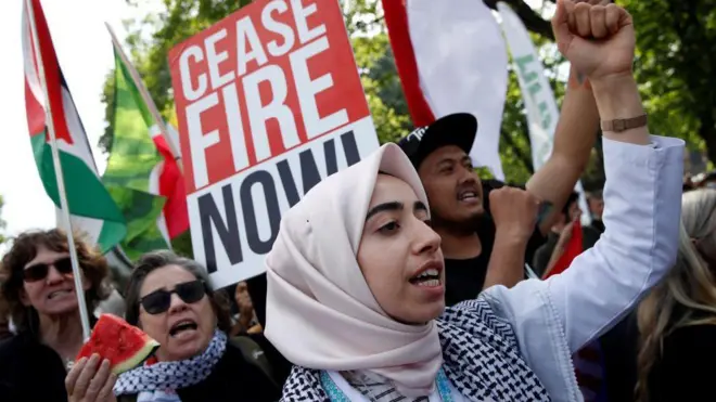 Антиизраильская демонстрация в Стамбуле