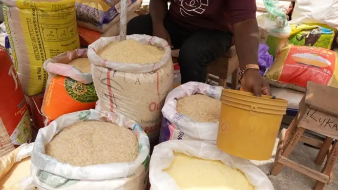 Bags of rice and garri