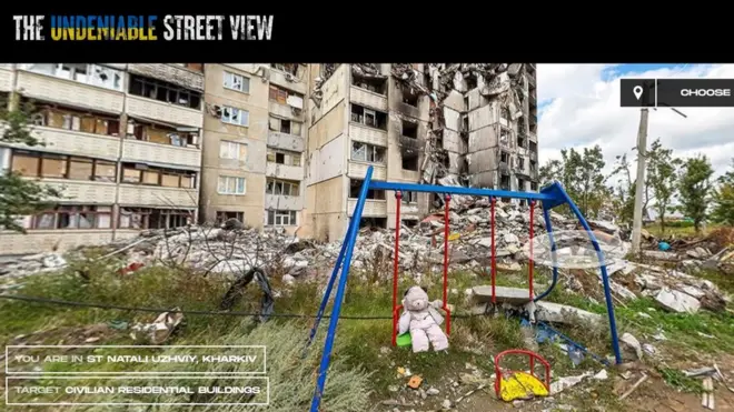 Харкив шаҳридаги кўп қаватли уйлар ёнидаги болалар боғчаси