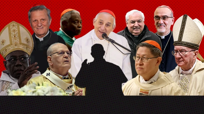 коллаж из фотографий возможных кандидатов в понтифики