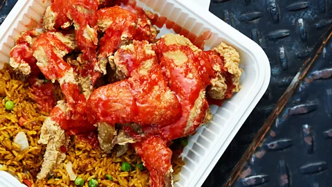 The Washington Post/Getty Images A traditional offering at DC takeaways (known locally as “carry-outs”), mambo sauce can be eaten with almost anything (Credit: The Washington Post/Getty Images)