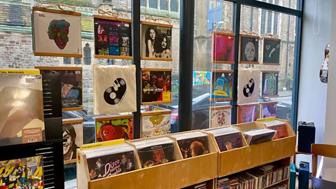 Debbie Ward Wow and Flutter sells records across from Hastings' Holy Trinity Church (Credit: Debbie Ward)