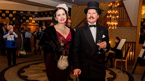 International Agatha Christie Festival Two people dressed as Miss Marple and Hercule Poirot at the International Agatha Christie Festival (Credit: International Agatha Christie Festival)