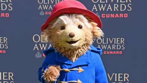 Paddington Bear on the red carpet at the Olivier Awards