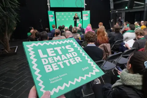 Gillian Mackay speaking at the Green manifesto launch